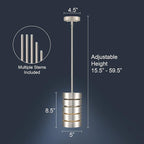 Linea di Liara Macchione Brushed Steel Pendant Light Fixtures Modern Pendant Lighting for Kitchen Island, Dining Room and Over Sink Lighting Hanging Fixture Industrial Mini Pendant Light, UL Listed