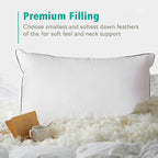 APSMILE Organic Feather Down Pillows Set of 2, Queen Size Bed Pillows for Sleeping with 100% Cotton Cover, 3-Chamber Hybrid Feather Down Core Pillow Surrounded by Polyester, 20x30 Inches