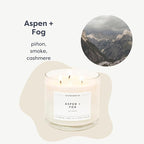 Calyan Wax Co. 3 Wick Candle, Aspen + Fog Scented Candle, 43 Hour Burn Time, 3 Wick Soy Candles, Non Toxic & Vegan Soy Wax, Glass Jar Scented Candles, 14.9oz