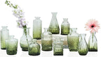 Bud Vases Set of 12,Glass Bud Vases in Bulk,Small Flower Vases for Centerpieces,Mini Vintage Vase for Wedding, Home Table Decor,Christmas,Party Decoration,Green