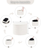 B FSOBEIIALEO Ottoman with Stroage, Round Sherpa Storage Ottoman Stool, Boucle Foot Rest22 x 22"x15.75" (White)