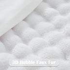 NEWCOSPLAY Faux Fur Twin Blanket White Bubble Blanket Thick Warm Soft for Couch Sofa Bed 550GSM (White, Twin(60"x80"))