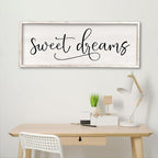 comurdyo Sweet Dreams Wall Decor Above Bed Sign 40" x 15" Master Bedroom Wooden Antique Framed Large Rustic Farmhouse Guest Room Beautiful Simple Hanging Plaque Over Bed Wall Art (White)
