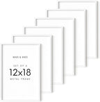 HAUS AND HUES 12x18 White Metal Picture Frames - Features Premium Aluminum, Vertical & Horizontal Hang, Shatterproof Plexiglass - Perfect for Home, Room, Office (12x18 in, White, Set of 6)