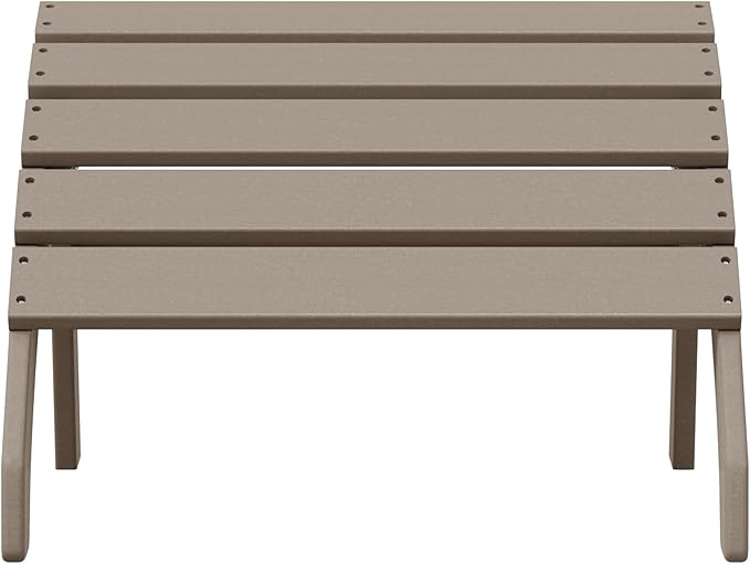 WestinTrends Dylan Outdoor Patio HDPE Adirondack Ottoman Footrest, Weathered Wood