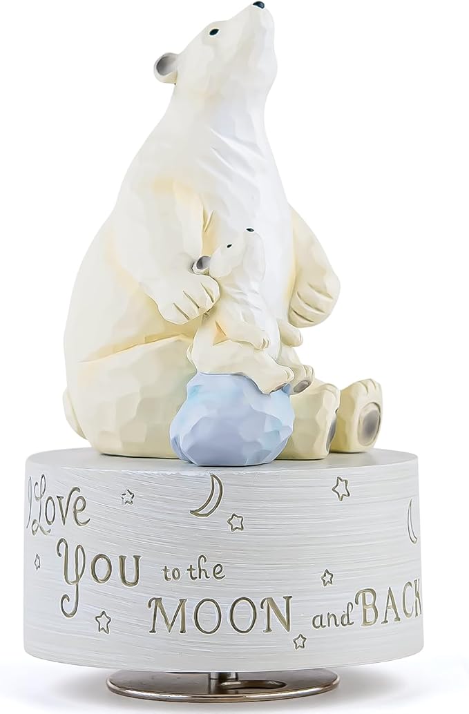 AIDLNS Polar Bear Music Box Figurine, Birthday Gifts for Daughter Son Mom Dad Kids Christmas Anniversary, Sculpted Hand-Painted Musical Figure Plays You are My Sunshine Tune