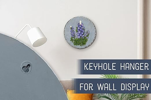 NAT & Jules Floral Colorful Dimensional Indoor Outdoor 12 inch Round Cast Resin Decorative Garden Stepping Stone, Patio, Walkway Sculpture Yard Art, Bluebonnet