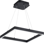 Modern Led Pendant Light Square Led Chandelier 1 Ring Acrylic Pendant Lighting Fixture for Bedroom Living Room Dining Room Kitchen Island 25W 6000K Not-dimmable 15.7L*15.7" W (Black)