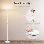 Floor Lamp, 70.5 InchTorchiere Standing Lamp, 20W 2000LM LED Halogen Floor Lamp,Stepless Dimmable, Touch Control, 50000hrs Lifespan, Pale Floor Lamps for Living Room, Standing Lamps for Bedroom, White