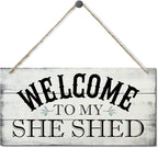 Welcome To My She Shed Decor Sign, Printed Wood Wall Art Sign, Funny Bar Signs for She Shed Room Decor, Hanging Wood Sign Home Decorative, Rustic Farmhouse Welcome Wood Sign Decor Wall Art 12x6 in