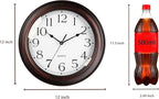 12 Inch Wall Clocks Battery Operated Silent Non-Ticking Wall Clock Vintage Retro Rustic Style Decorative for Living Room Kitchen (Bronze)