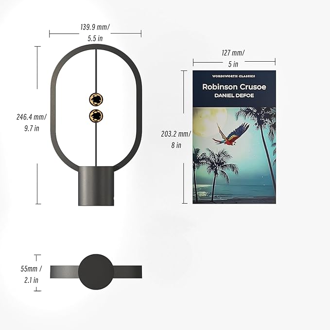 Small Table Lamp - Mini Balance Bedside Nightstand Plug in Night Light for Home, Office, College Dorm (Black)