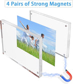 Picture Frame, 3 Pack 4x6 Acrylic Magnetic Photo Frame, Clear Double Sided Free Standing Lucite Frameless with 20% Thicker Block, Transparent Tabletop Display for Gift