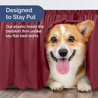 Wrap Around Dust Ruffle Bed Skirt - Burgundy - for Queen Size Beds with 12 Inch Drop - Elastic Strap - Adjustable Pleated Bedskirt with Brushed Fabric and Wrinkle Free - for Women, Men, Kids & Teens