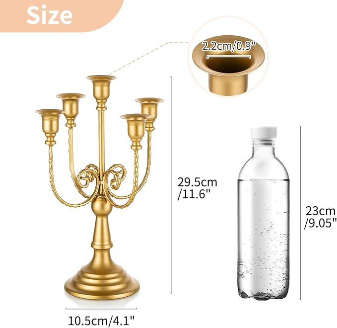 NUPTIO Candelabra Candle Holder Gold Metal Candlestick Stand, Elegant Curly Vine Candle Stick Holders Candelabra Center Piece for Wedding Event Party Dining Table Home Decor