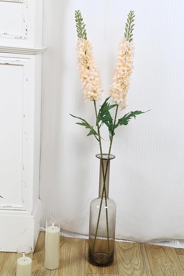 6PCS Champagne Snapdragon Artificial Flowers 29.5" Long Stem Delphinium Silk Faux Flowers Bulk for Tall Vase Wedding Home Garden Decor (Champagne)