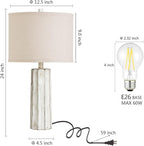 RORIANO 24'' Rustic Table Lamps Set of 2 for Bedroom Living Room, Wash White Farmhouse Vintage Desk Lamps Modern Resin Nightstand Lamps for Office Entryway End Table, 2 Bulbs Included (Wash White)