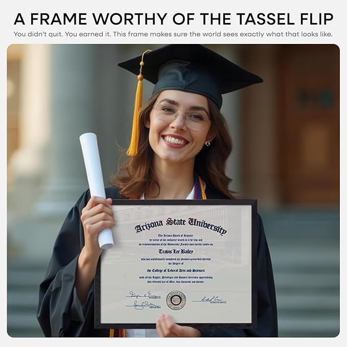 Homeforia 11x14 Diploma Frame Black Wood, High End Black Oak 11 x 14 Certificate Frames with Mat 8.5x11, 14x11 Wooden Document Matted Frame, Award Graduation Frames, Tempered Glass, Wall Kit, Set of 1