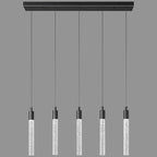 Kitchen Island Lighting Modern Light Fixture Black Pendant Light Dimmable LED Black Finish Mini Crystal Pendant Lights for Dining Room Living Room（5-Light）