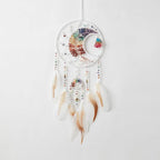 7 Chakras Dream Catchers Tree of Life Dream Catcher White Feather Dreamcatcher Wall Decor with Healing Crystal Stone & Fluorite Wall Art Hanging for Bedroom Home Decor Bless Gift Wedding Garden