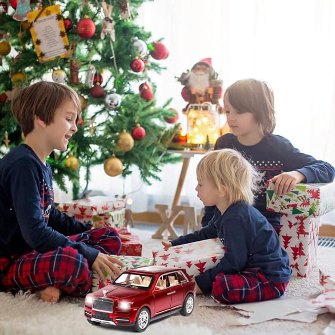 EROCK 1/24 Rolls-Royce Cullinan Model Car, Alloy Die Casting Collectible Pull Back Toy Car with Sound and Light for Kids Boy Girl Birthday Gift