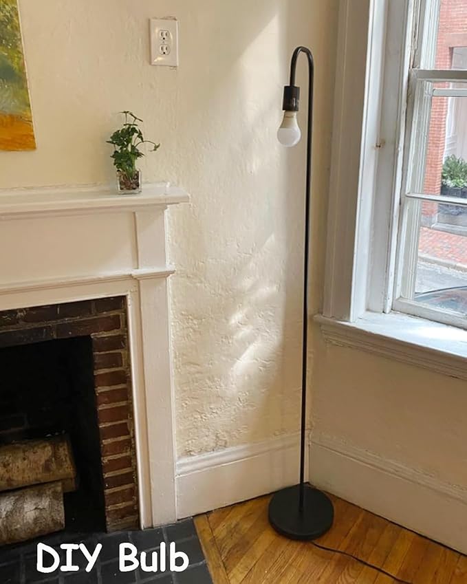 Oneach 63.75" Industrial LED Floor Lamp for Living Room Bedroom Reading Office Metal Minimalist Standing Lamp Tall Pole Lamps Office Black(Bulb not Included)