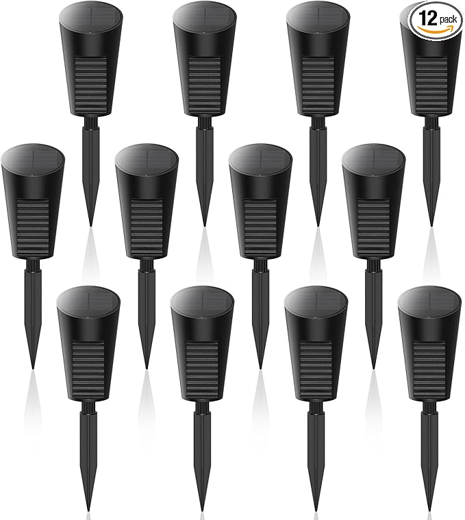 Solar Lights Outdoor Pathway 12 Pack, Solar Pathway Lights Outdoor Auto On/Off Waterproof Garden Landscape Lighting for Path, Yard, Walkway, Driveway, Lawn, Patio, Outside Decor, Warm White