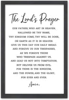 FZMHASLWW The Lords Prayer Wall Decor Art 16"×11" Our Father Prayer Bible Verse Sign Large Wood Framed Wall Hanging (Black)