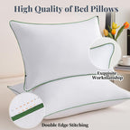 Hotel-Quality Bedding Bed Pillows for Sleeping - Queen Size Set of 2, 100% Breathable Cotton Cover Soft Supportive Fluffy Pillows 2 Pack Full size20*28（Green）