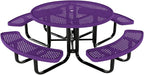 Coated Outdoor Furniture Heavy-Duty Portable Outdoor Kids Table with Umbrella Hole, Punched Steel Kids Picnic Table, Commercial-Grade, Made in America (46 In, Round, Childrens, Purple)