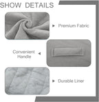 MeMoreCool Square Stuffed Pouf Ottoman Foot Rest, Floor Pouf Foot Stool with Foam Chunk Filling, Soft Stuffed Ottoman Footrest for Living Room, Light Grey