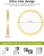 hepside 2PACK Flush Mount LED Ceiling Light Fixture Golden, 12Inch 28W, Dimmable 3000K-4500K-6000K 3 Color Selectable Ceiling Lamp 3200LM Low Profile Ceiling Light for Kitchen Bedroom Hallway