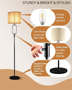 Lightdot 68IN Black Floor Lamp Dimmable Linen Shade LED Floor Lamps with 3000K Soft Warm White for Wedding/Party, Modern Tall Lamp for Living Room/Bedroom (Bulbs Included)