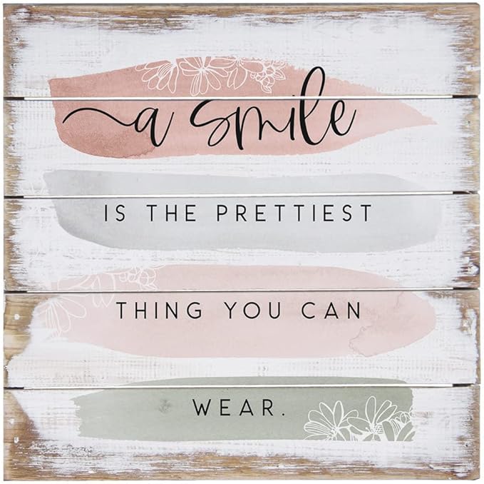 Simply Said, INC Perfect Pallet Petites 8" Rustic Wood Sign - A Smile is the Prettiest Thing You Can Wear - PET22008
