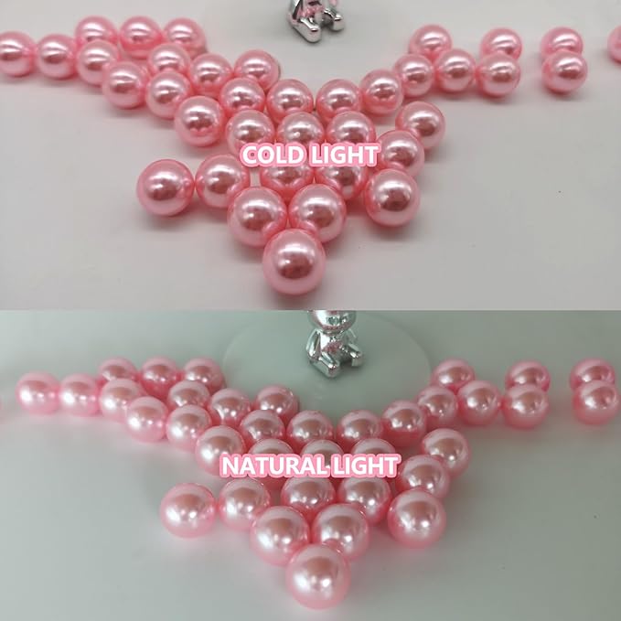 200PCS Pink Faux Pearls Beads for Centerpiece Vases, Vase Filler Faux Pearls, No Holes Filler Beads for Party Anniversary Birthday Wedding Table Decor, 10/14/20/30mm