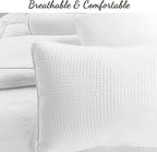 Cozy Line Home Fashions 100% Cotton Square Check Stitch Solid White Quilt Bedding Set, Bedspread Coverlet Lightweight for All Seasons (Maze - White, Queen - 3 Piece)