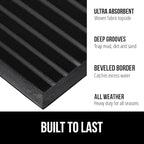 GORILLA GRIP 100% Waterproof All-Season WeatherMax Doormat US Designed Natural Rubber, Stain and Fade Resistant, Low Profile Indoor Outdoor Door Mats, Easy Clean Patio Mat, 23x35, Black Stripe