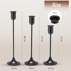 Candle Holder 3 PCS Candlestick Holders, Black Taper Candle Stick Holder, Modern Decorative Centerpiece, Halloween Decor, Gift for Home Fireplace Housewarming Candelabra Décor