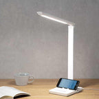 Desk Lamp with USB Charging Port, 14W 900LM Dimmable Eye-Caring Reading LED Desk Light for 9 Brightness Slide Touch & 5 Color Temperature Modes, Home Office Desktop Lamp, Small Study Lamp, White