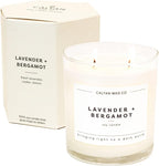 Calyan Wax Co. 2 Wick Candle, Lavender + Bergamot Scented Candle, 37 Hour Burn Time, Aromatherapy Soy Candles, Non Toxic & Vegan Soy Wax, Glass Tumbler Scented Candles, 8.8oz