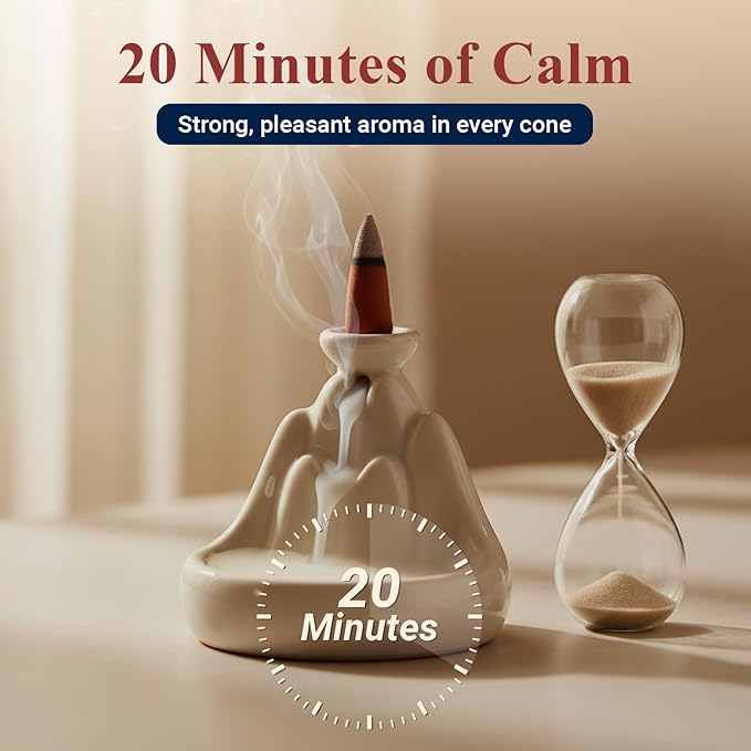 Tulasi Backflow Incense Cones with Natural Oils, Scents Set of 12 Fragrances (120 Cones) Calming Home Aromatherapy, Yoga, Meditation, Relaxing, Mixed Scents with Natural Oils