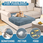 H.VERSAILTEX Velvet Stretch Individual Chaise Cover Sectional Couch Covers for L Shaped Sofa Both Left/Right Furniture Protector Seat Cushion Sofa Cover (1 Piece Chaise Cover, Stone Blue)