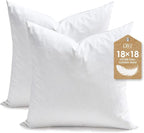 DWR Set of 2 Feather Down Throw Pillow Inserts 28x28 with Organic Cotton Cover, Feather Square White Decorative Pillow Inserts for Bed, Sofa, and Couch