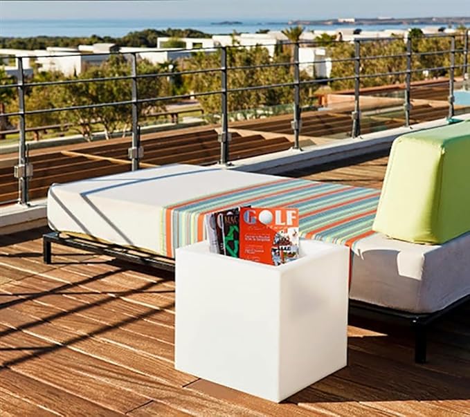 Mr.Go 16-inch SEMI-Storage LED Light Cube, Rechargeable RGB Color Changing Glowing Cube Cabinet Container End Table Ice Bucket Flower Pot Planter