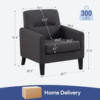 Accent Chair, Mid Century Modern Living Room Chairs Comfy Reading Chair with Upholstered Cushion Relax Armchair for Bedroom Apartment,Office,Dark Grey