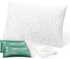 Shredded Memory Foam Pillows for Sleeping Cooling Pillows for Side Sleeper Support Adjustable Bed Pillow with 2 Extra Fill Standard Pillow