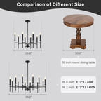 12 Light Black Chandelier Light Fixture, Modern Farmhouse Chandeliers for Dining Room Light Fixture, Metal Candle Pendant Chandelier for Foyer Entryway Stairs Living Room Bedroom Kitchen