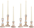 NUPTIO Rustic Candlestick Holders for Decor: Set of 6 Wood Taper Candles Holder - Vintage Candle Stick Tapered Holders for Fall Christmas Party Holiday Home Table Centerpiece