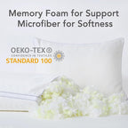 Cooling Pillow for Side Sleeper Shredded Memory Foam Standard Size Set of 2 Firm Support Sleeping Bed Pillows Stomach Back