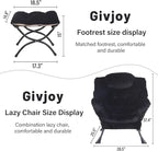 Plush Lazy Chair and Ottoman, Large Contemporary Accent Lounge Chair with Armrests and a Side Pocket, Modern Leisure Upholstered Sofa Reading Armchair with Footrest for Bedroom, Living Room